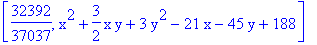 [32392/37037, x^2+3/2*x*y+3*y^2-21*x-45*y+188]